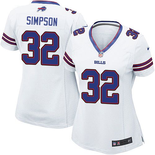 Nike Bills #32 O. J. Simpson White Women's Stitched NFL Elite Jersey